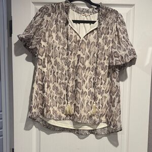 JODIFL Animal Print Blouse in Brown and Cream